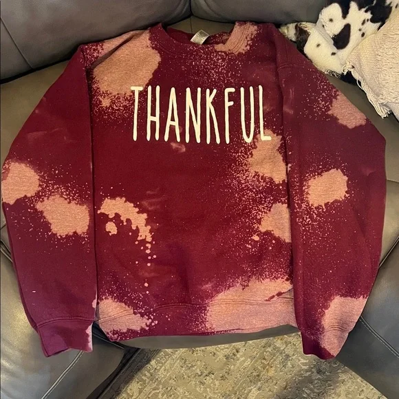 Thankful Maroon and Pink Women's Sweater - Picture 2 of 4